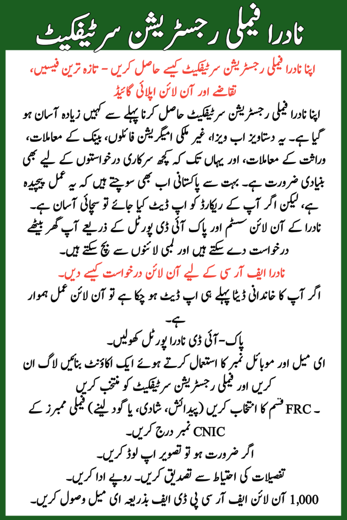 NADRA Family Registration Certificate 