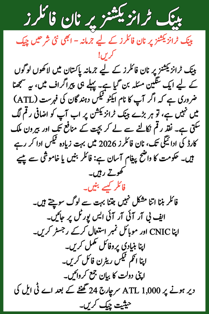 Penalty for Non-Filers on Bank Transactions