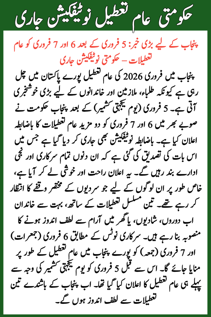 Govt Official Notification Issued