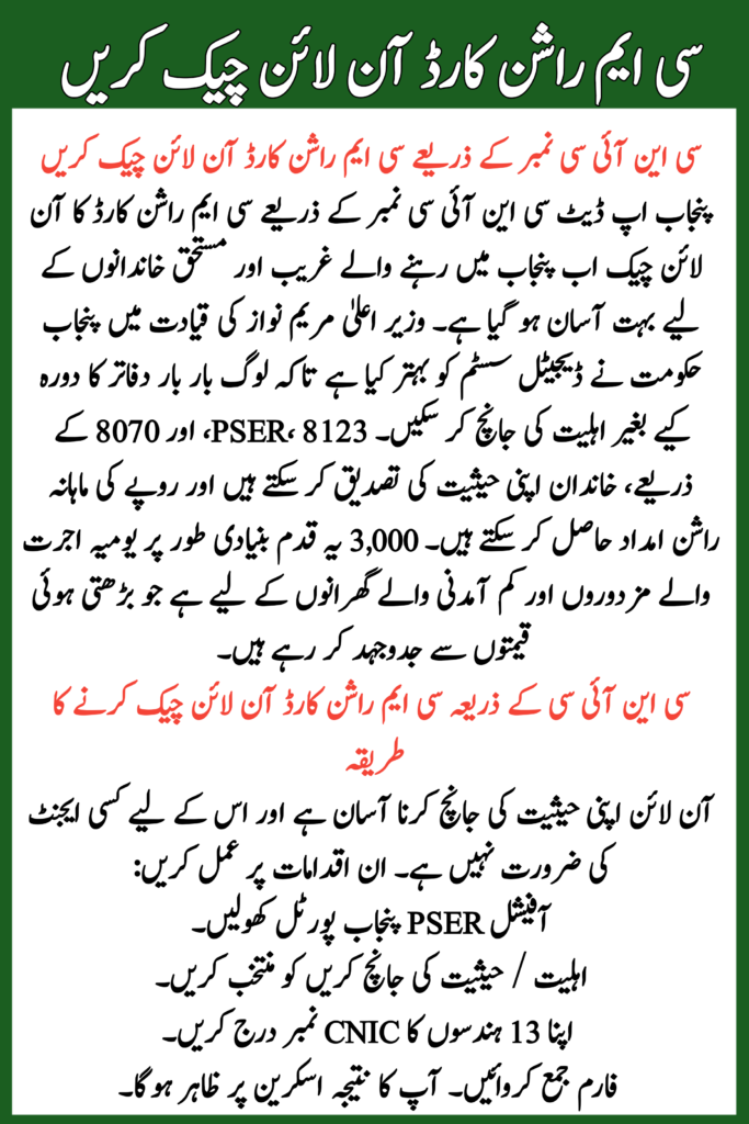 CM Rashan Card Online Check